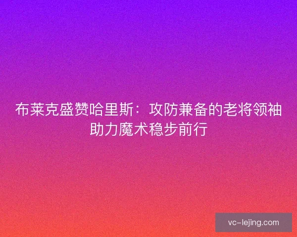 布莱克盛赞哈里斯：攻防兼备的老将领袖助力魔术稳步前行